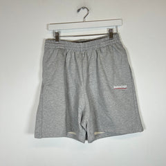 Balenciaga Grey Campaign Logo Sweat Shorts Size XS