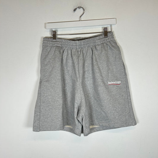 Balenciaga Grey Campaign Logo Sweat Shorts Size XS