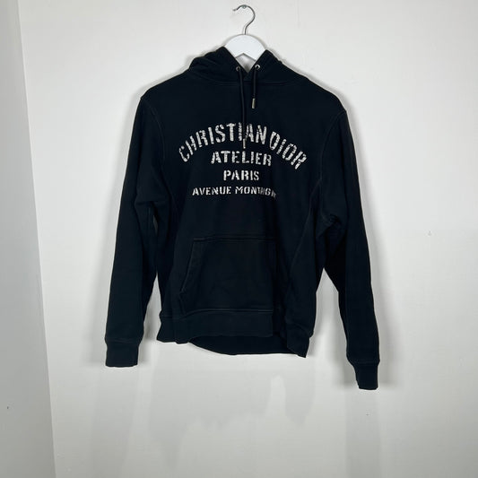 Dior Black Atelier Logo Hoodie Size S