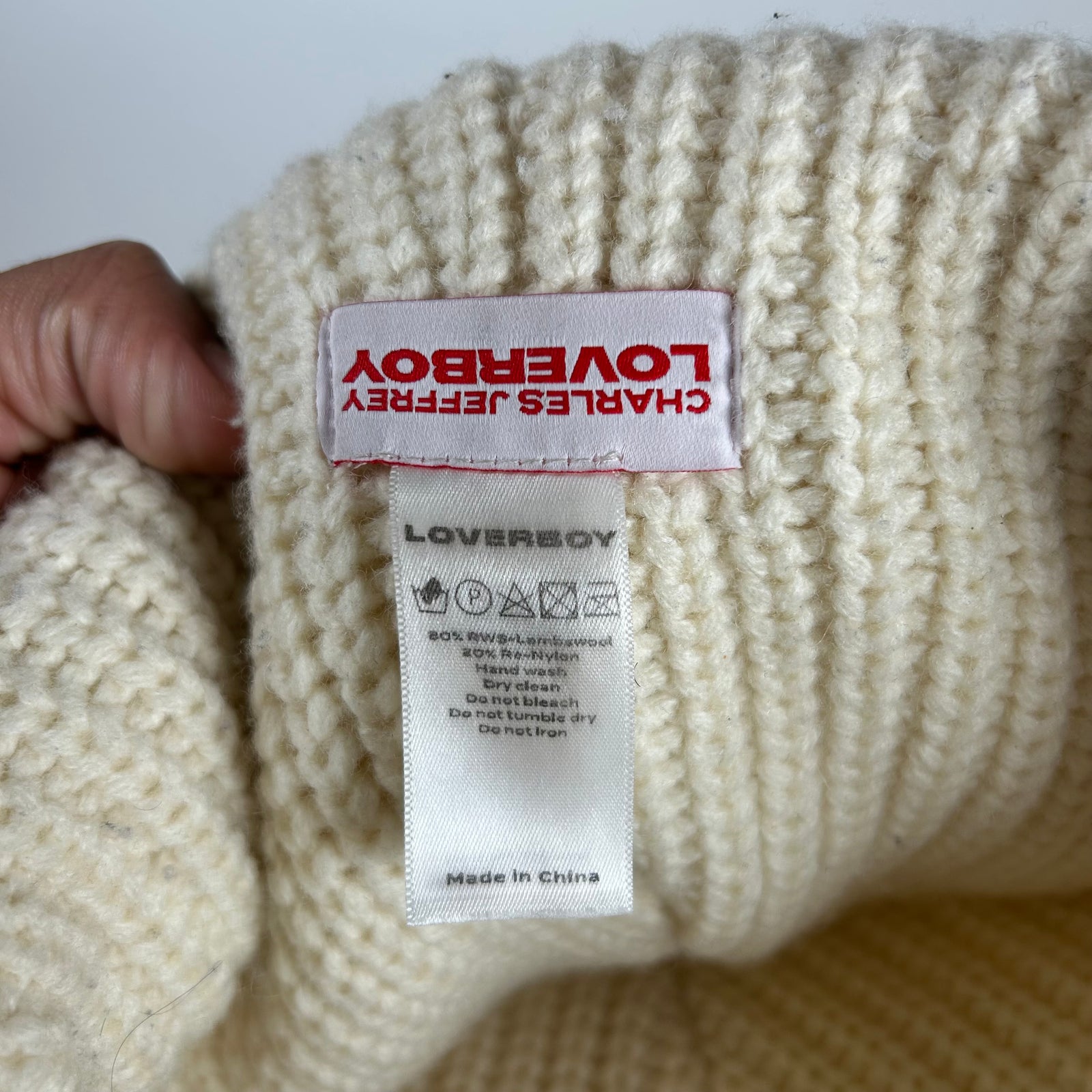 Charles Jeffrey Loverboy Cream Bunny Ear Beanie