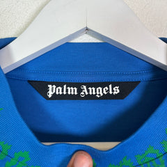 Palm Angels Blue Flame Neck Logo T-Shirt