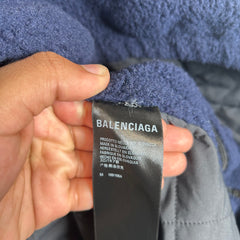 Balenciaga Navy Sherpa Half Zip Jacket Size 54