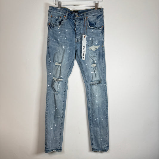 Purple Lightwash Paint Splatter Jeans Size 34