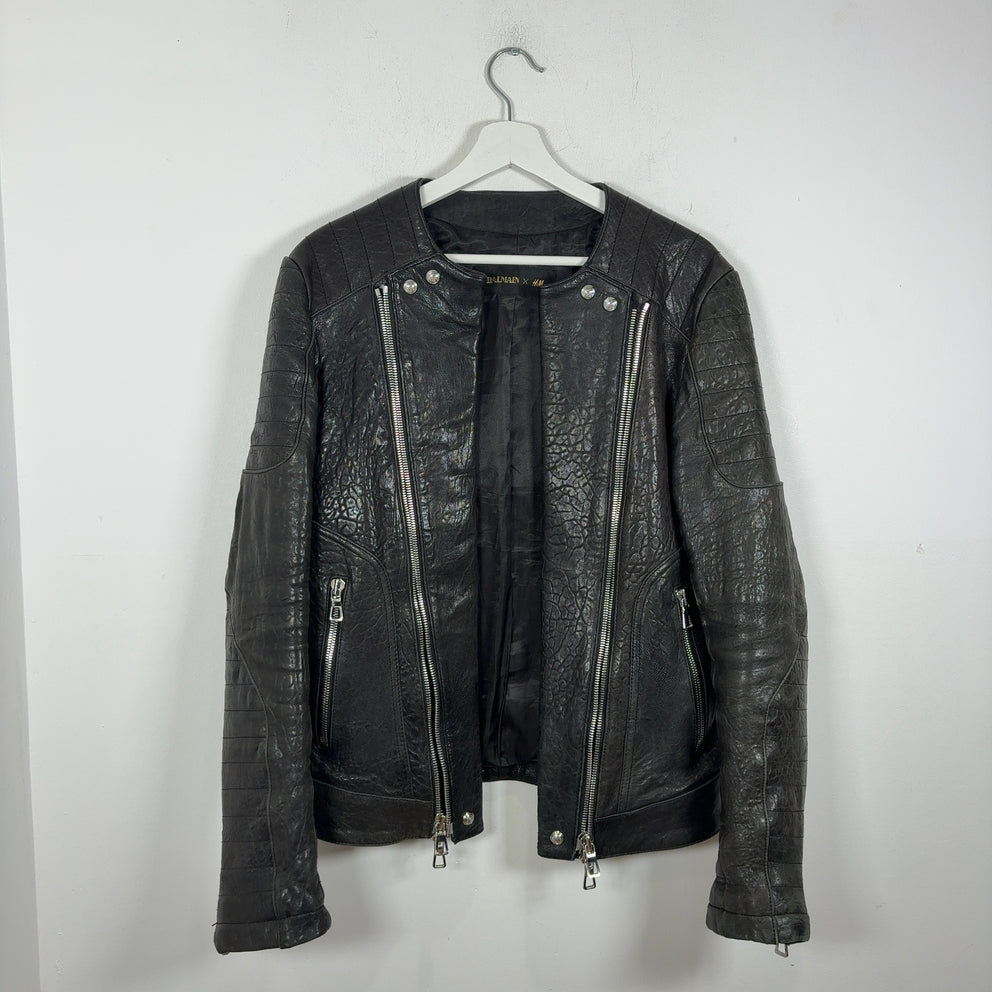 Balmain x HM AW15 Double Zip Leather Biker Jacket