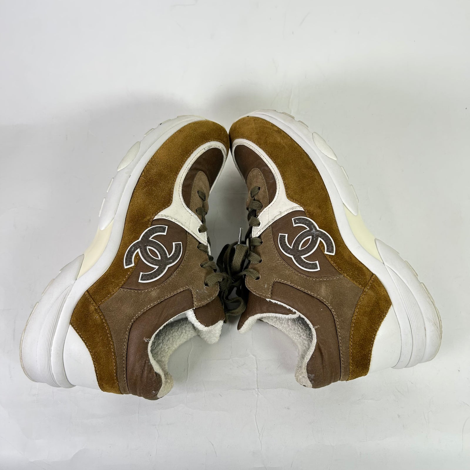Chanel Olive/Brown Interlocking CC Runners