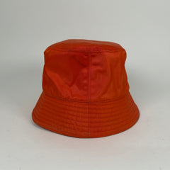 Prada Orange Nylon Logo Bucket Hat Size M