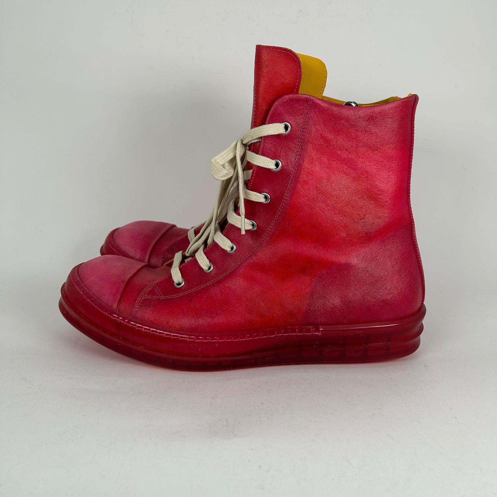 Rick Owens Pink 'Flesh' Ramone High-Top Size 14