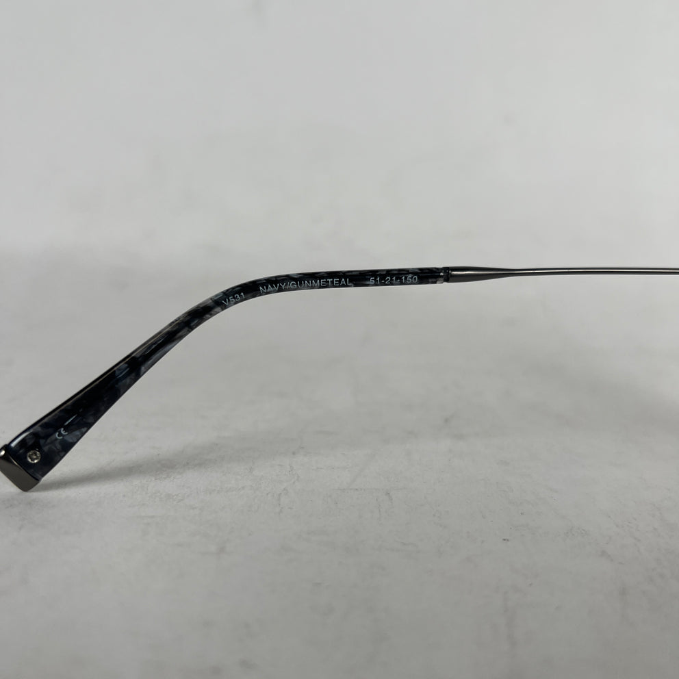 John Varvatos Navy Thin Oval Sunglasses