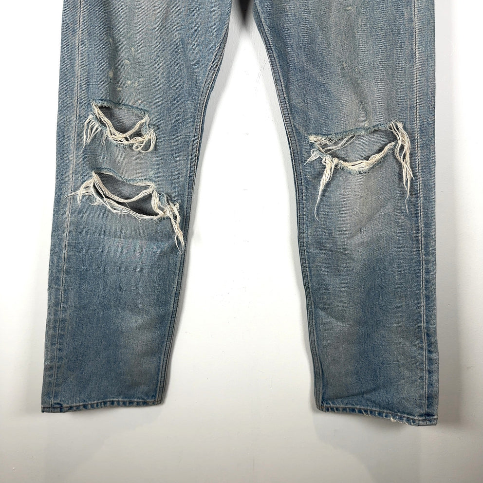 Celine Blue Kurt Destroyed Light-Wash Denim Jeans