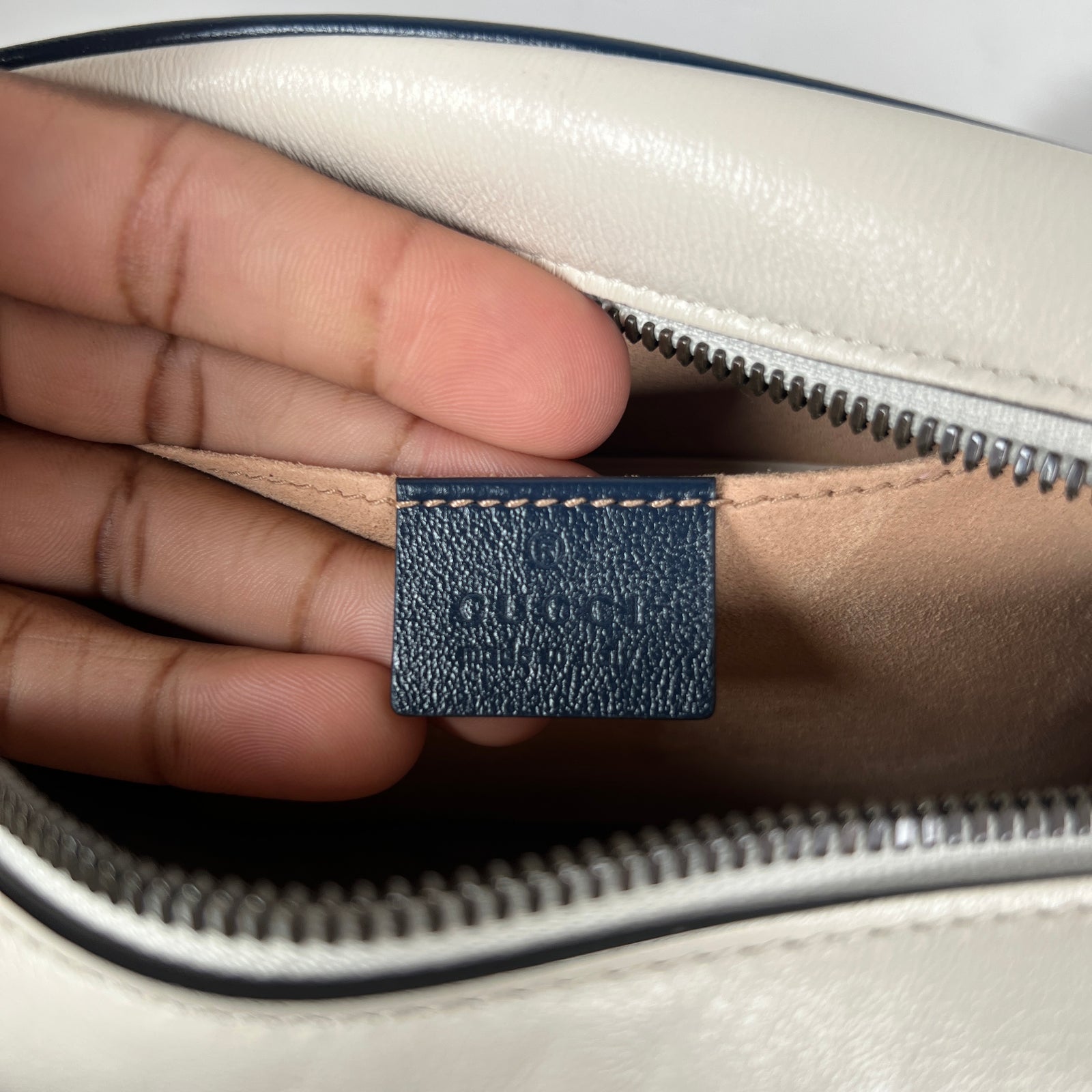 Gucci White Calfskin Diagonal GG Marmont Small Shoulder Bag