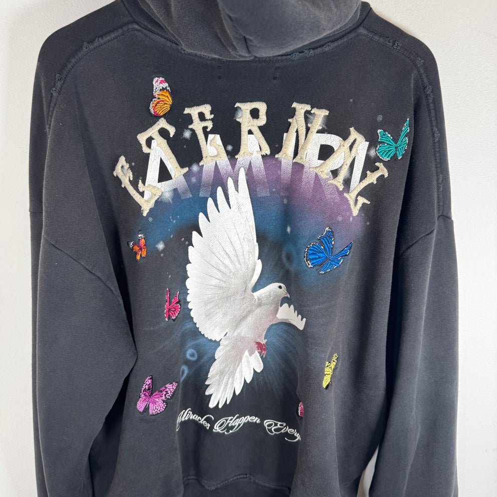 Amiri VIntage Black Eternal Dove Hoodie Size S