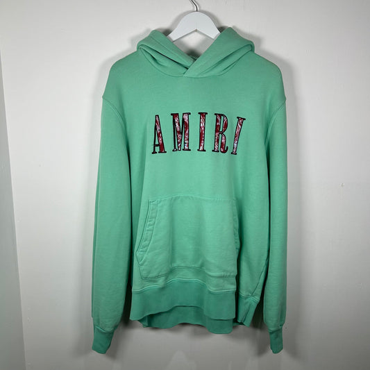 Amiri Teal Logo Hoodie Size L