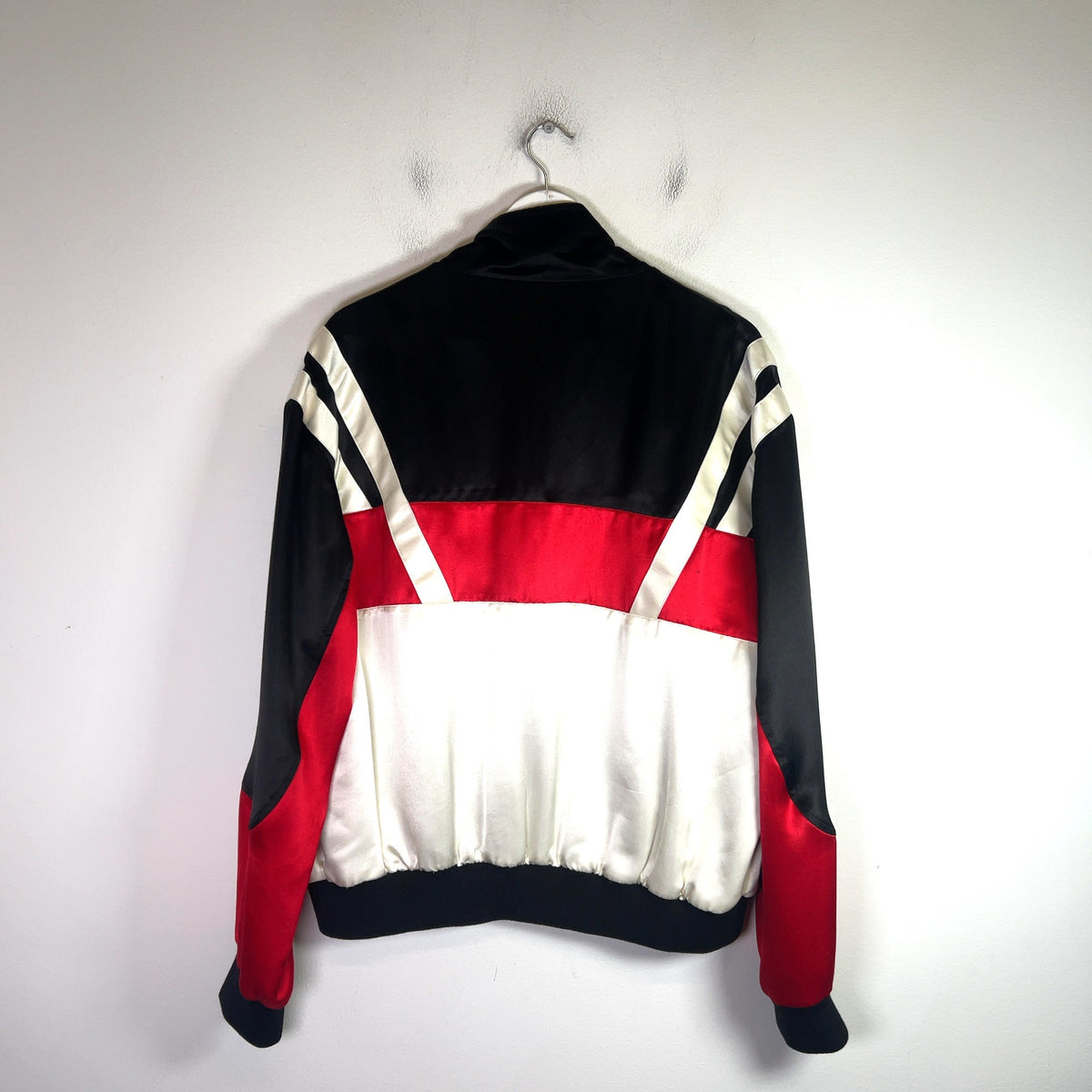 Saint Laurent Tricolor Satin Teddy Bomber Jacket