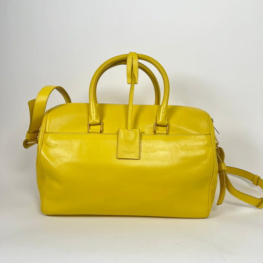Saint Laurent Yellow Calfskin Leather Classic Baby Duffle Bag