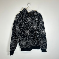 Sp5der Black All Over Web Hoodie Size M