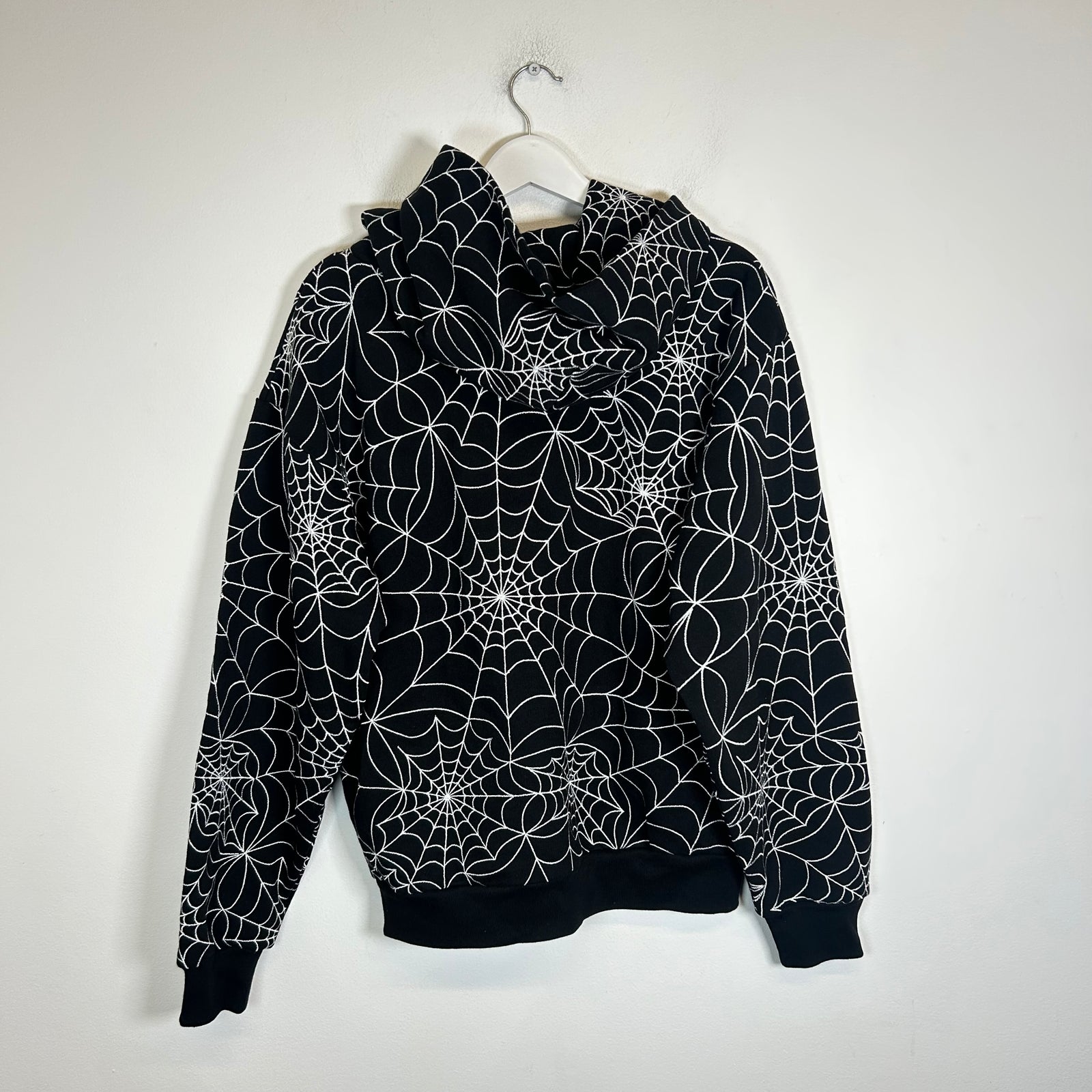 Sp5der Black All Over Web Hoodie Size M