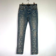 Amiri Clay Indigo Bleach Bandana Denim Jeans