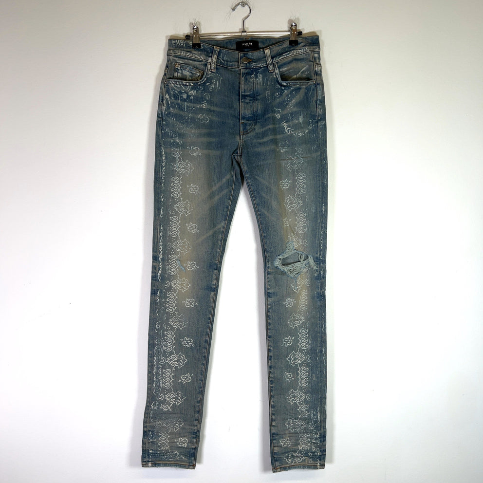 Amiri Clay Indigo Bleach Bandana Denim Jeans