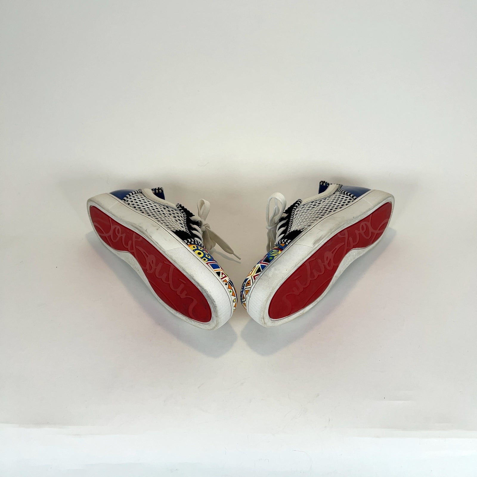 Christian Louboutin Aztec Embossed Print Leather Lowtop Sneakers