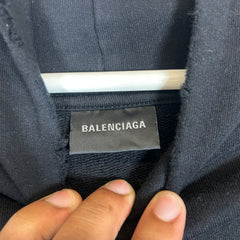 Balenciaga Black Hand Drawn Mud Logo Hoodie Size S