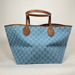 Gucci Blue Denim Totissima GG Large Tote Bag