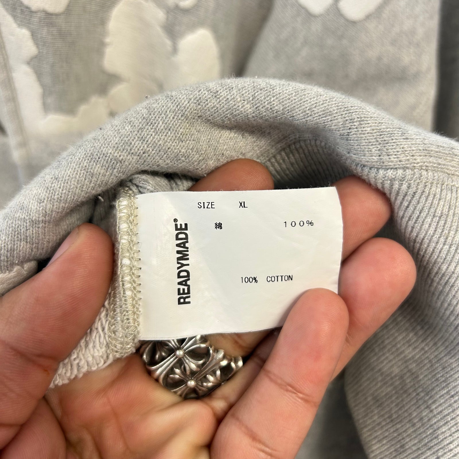 Denim Tears x Readymade Grey Wreath Hoodie Size XL