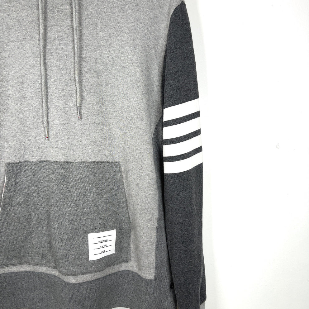 Thom Browne Grey Color Block 4-Bar Hoodie