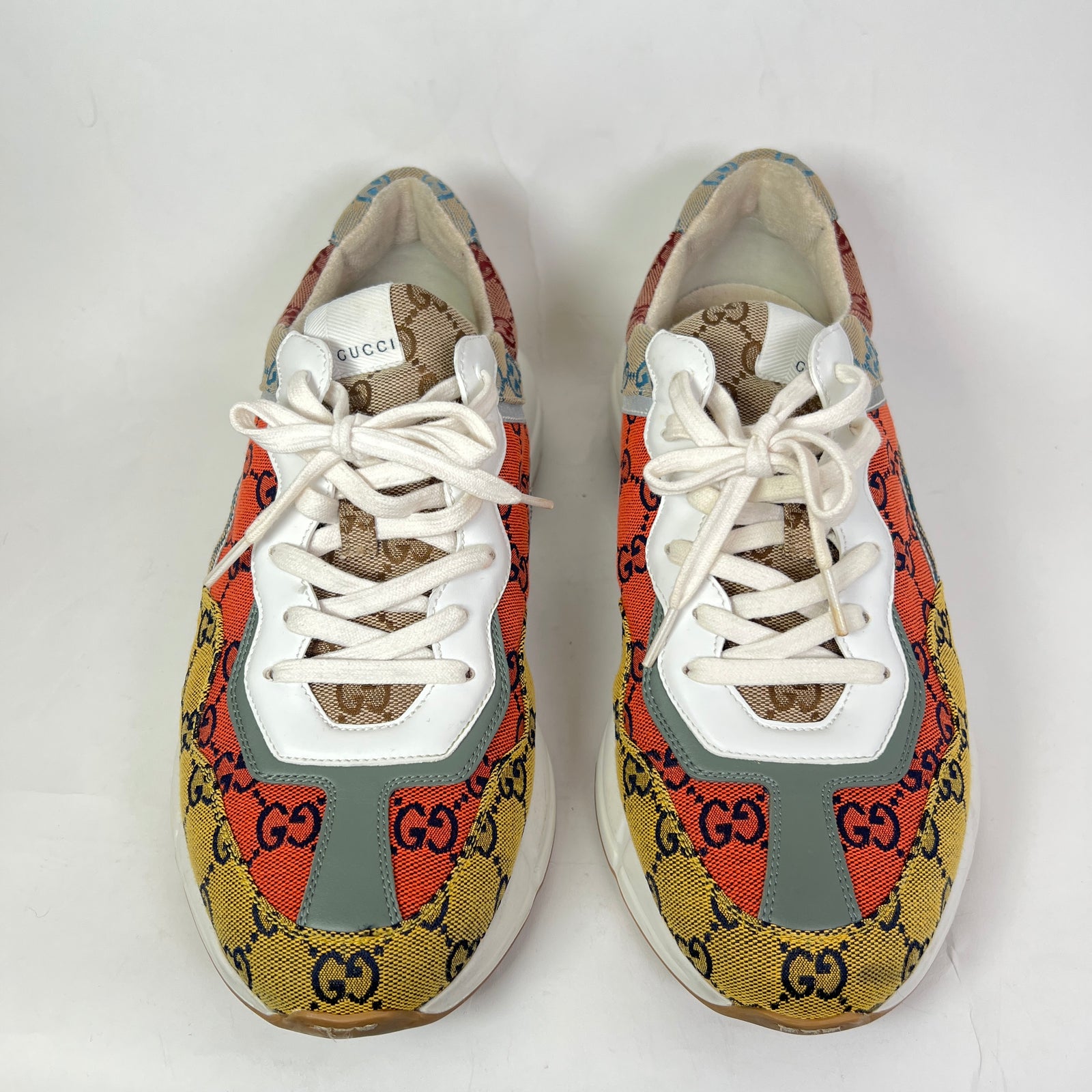 Gucci Multi Orange GG Rhyton Sneaker Size GG 10.5