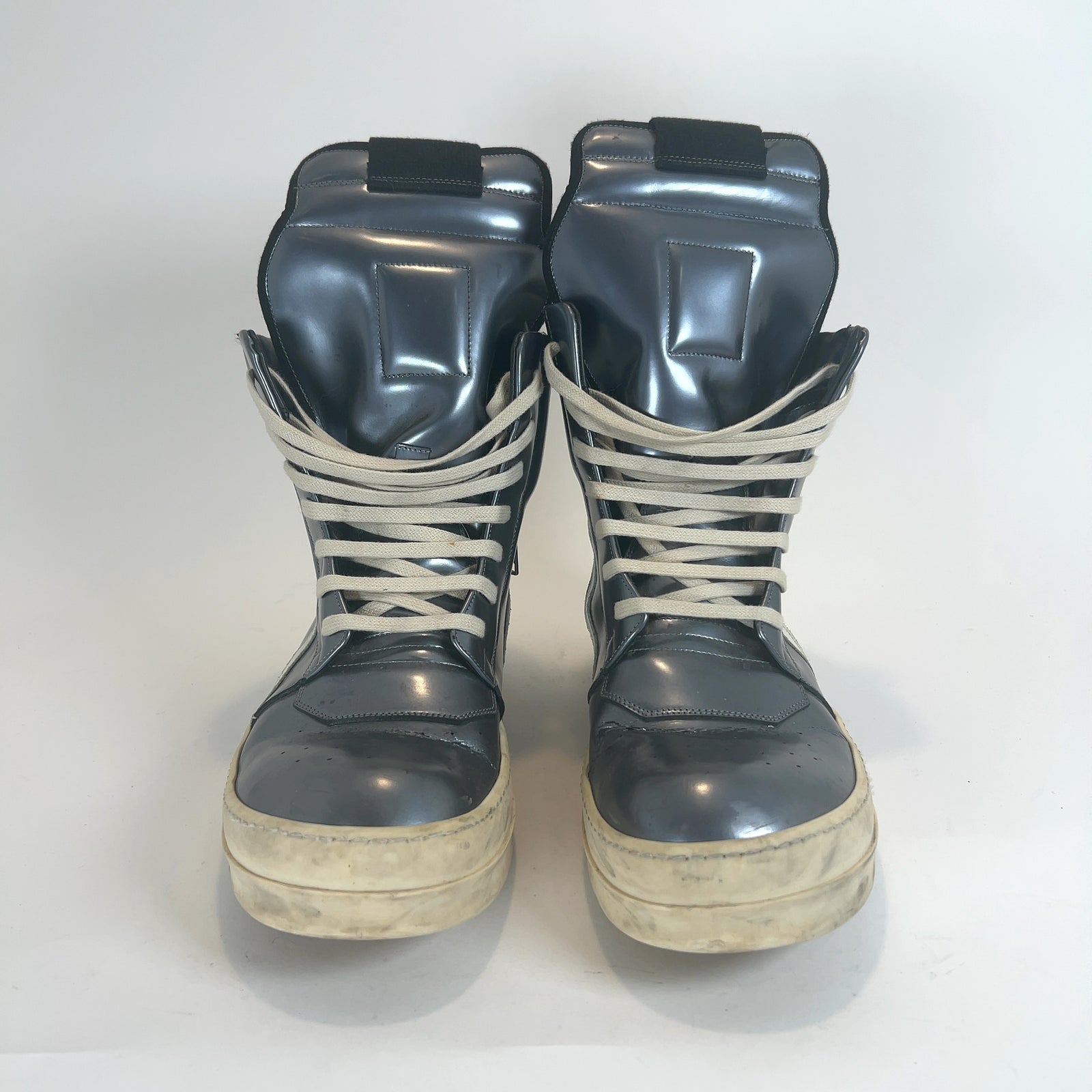 Rick Owens Metallic Geobasket Hightop Sneakers