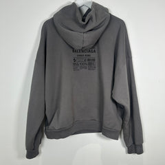 Balenciaga Care Label Grey Hoodie Size S