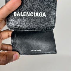 Balenciaga Black Leather Mini Wallet On Chain