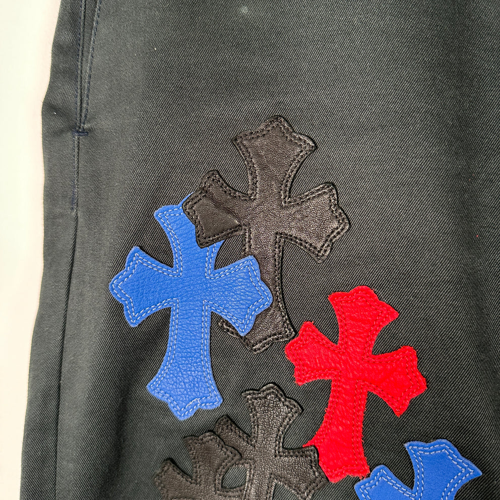 Chrome Hearts Black 'Spiderman' Cross Patch Jeans Size 31