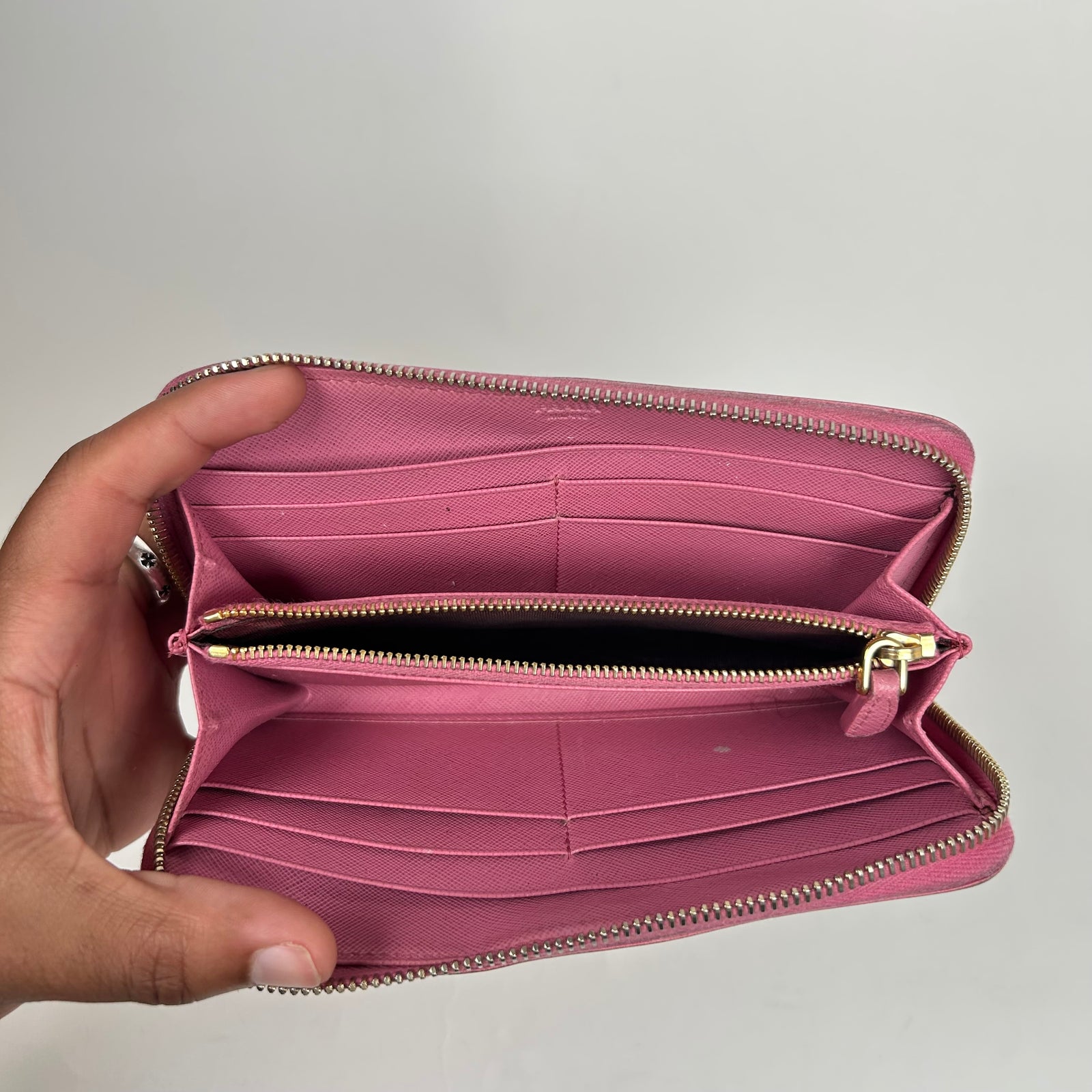 Prada Pink Saffiano Zip-Around Wallet