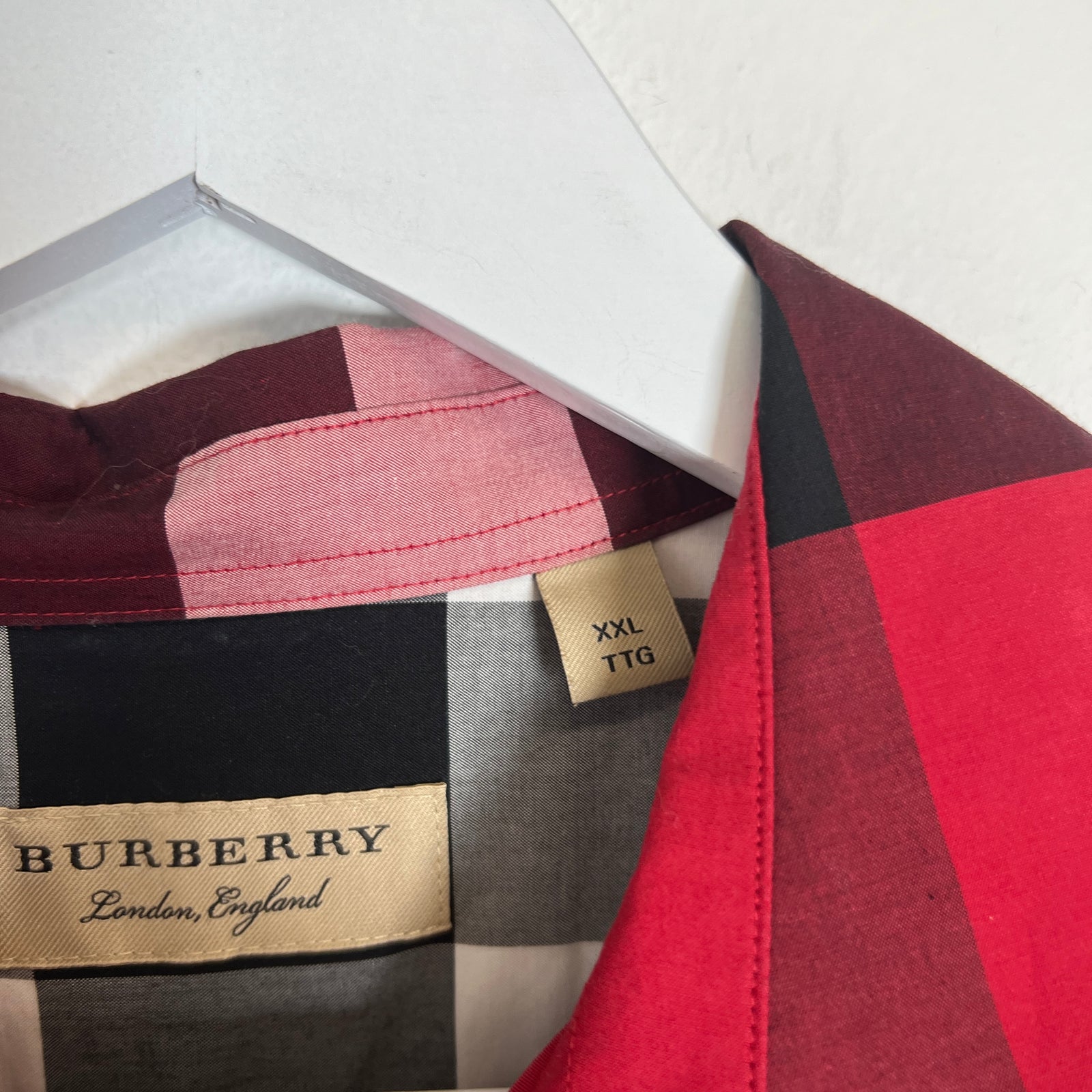 Burberry Red Plaid Shirt Size 2XL