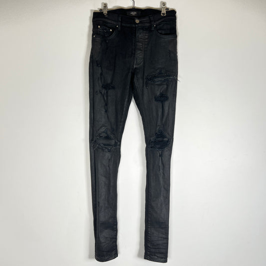 Amiri Black Waxed MX1 Jeans Size 30