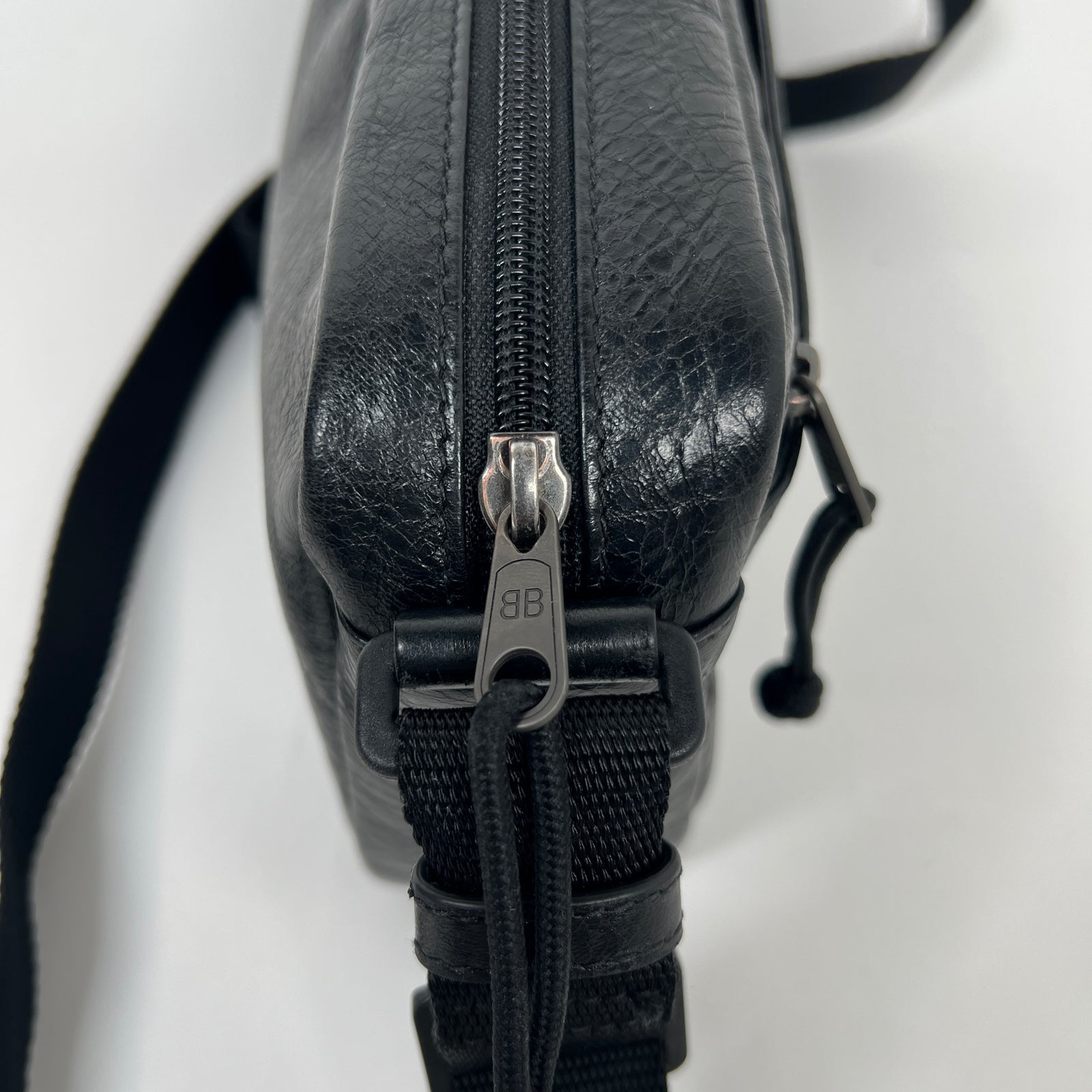 Balenciaga Black Leather Small Logo Crossbody Bag