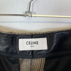 Celine Wide-Leg Pleated Checked Wool Trousers