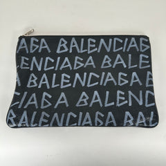 Balenciaga Graffiti Logo Leather Clutch