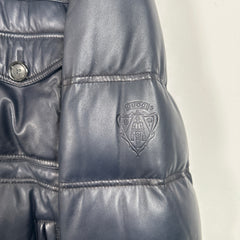 Gucci Vintage Navy Leather Puffer Jacket Size L
