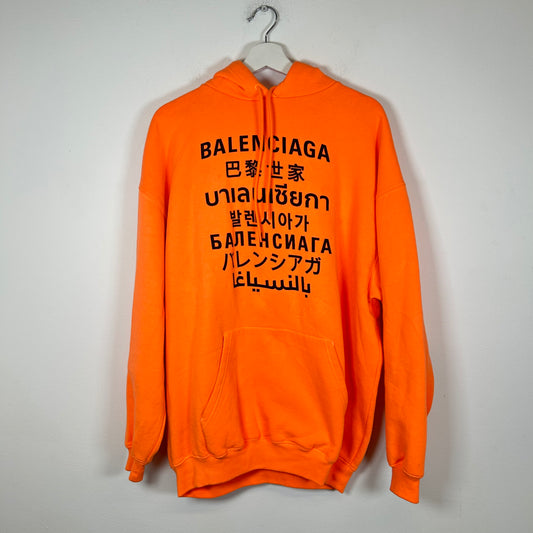 Balenciaga Orange Languages Hoodie Size S