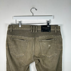 Balmain Green Biker Denim Size 34