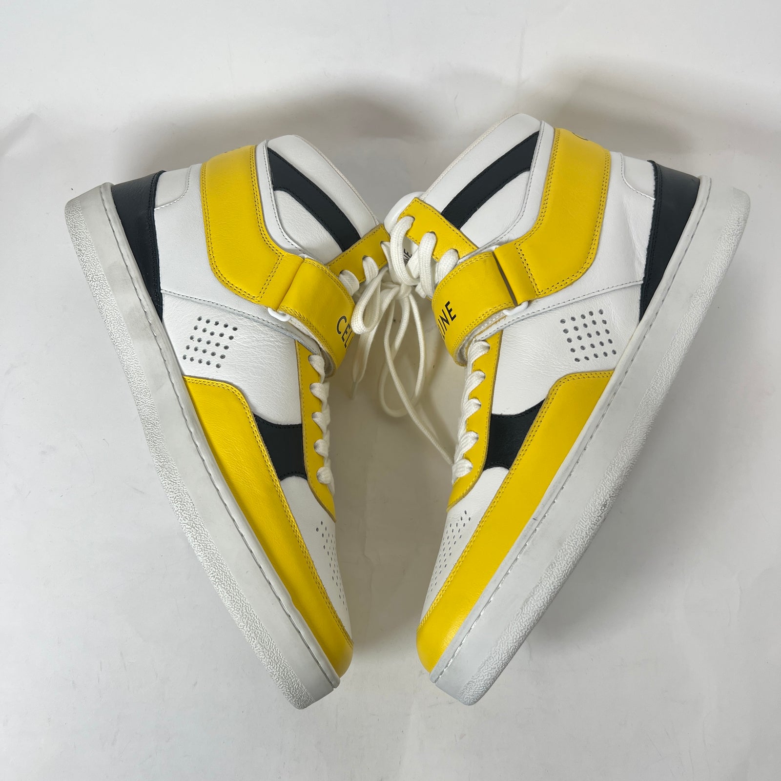 Celine Yellow/White CT-03 Leather High-Top Sneaker Size 45