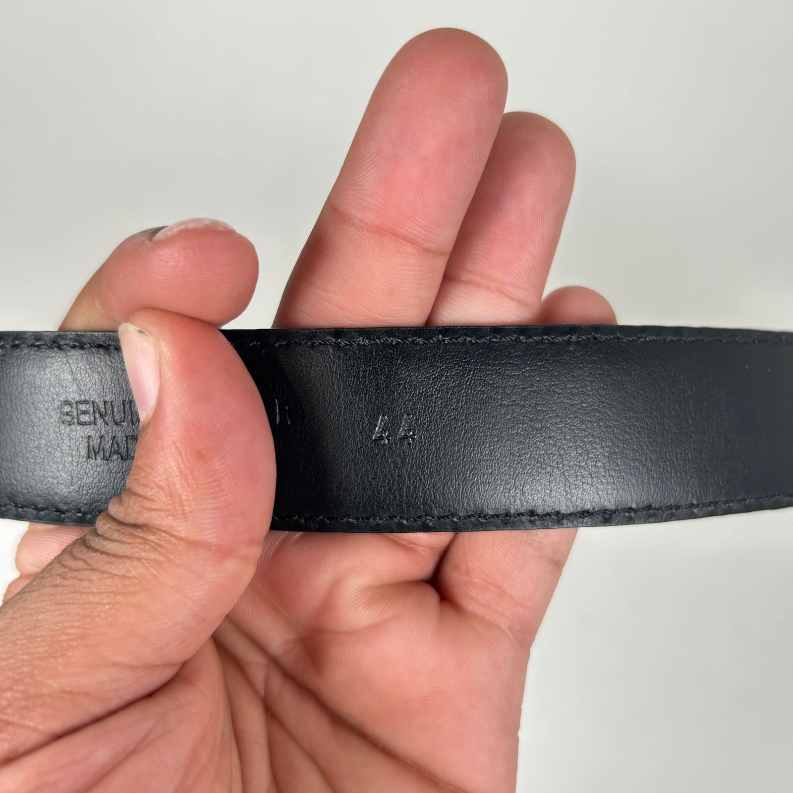 Moschino Black/Gold Crocodile Leather Belt Size 44