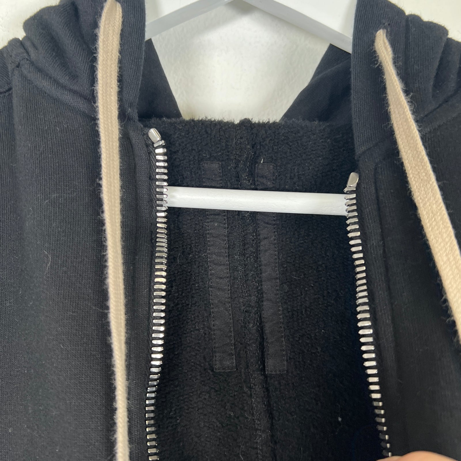 Rick Owens Black Cropped Hoodie Size M