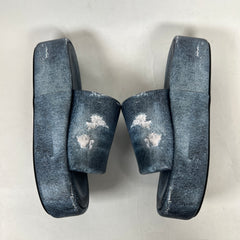 Balenciaga Blue Denim Trompe L'oeil Platform Slide Size 40