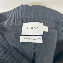 Rhude Black Side-Stripe Canvas Track Pants Size L