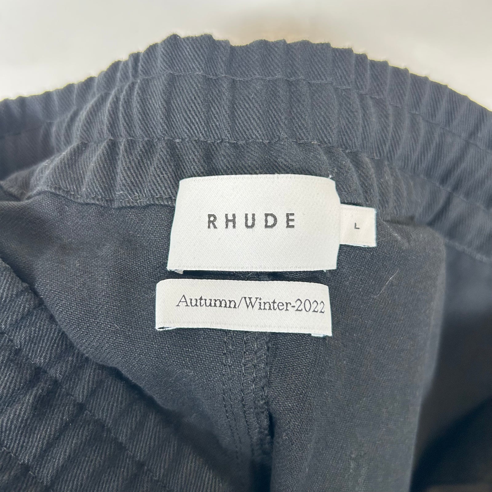 Rhude Black Side-Stripe Canvas Track Pants Size L
