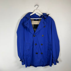 Burberry Brit Blue Hooded Trench Coat Size M