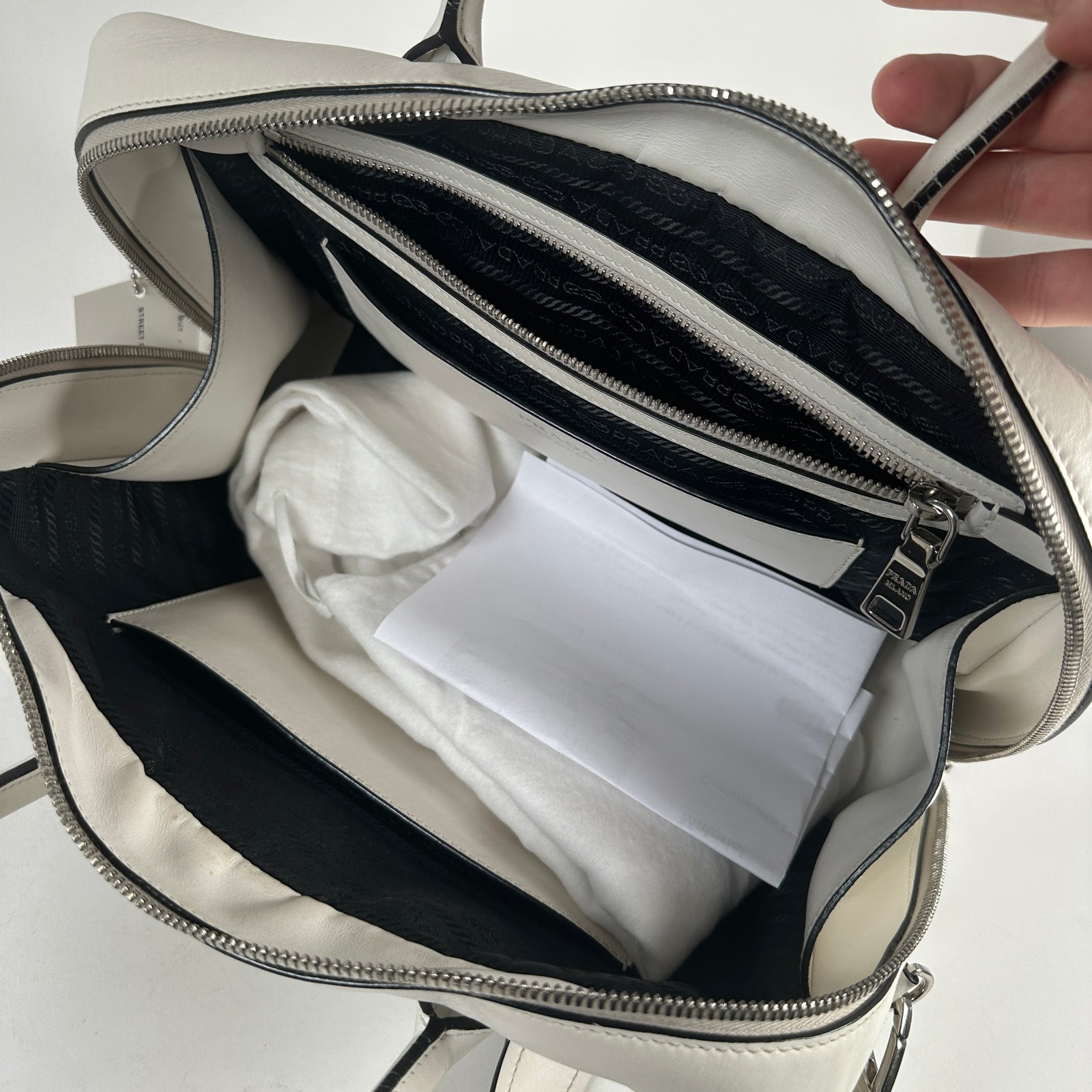 Prada City Racing Logo Bowler Bag