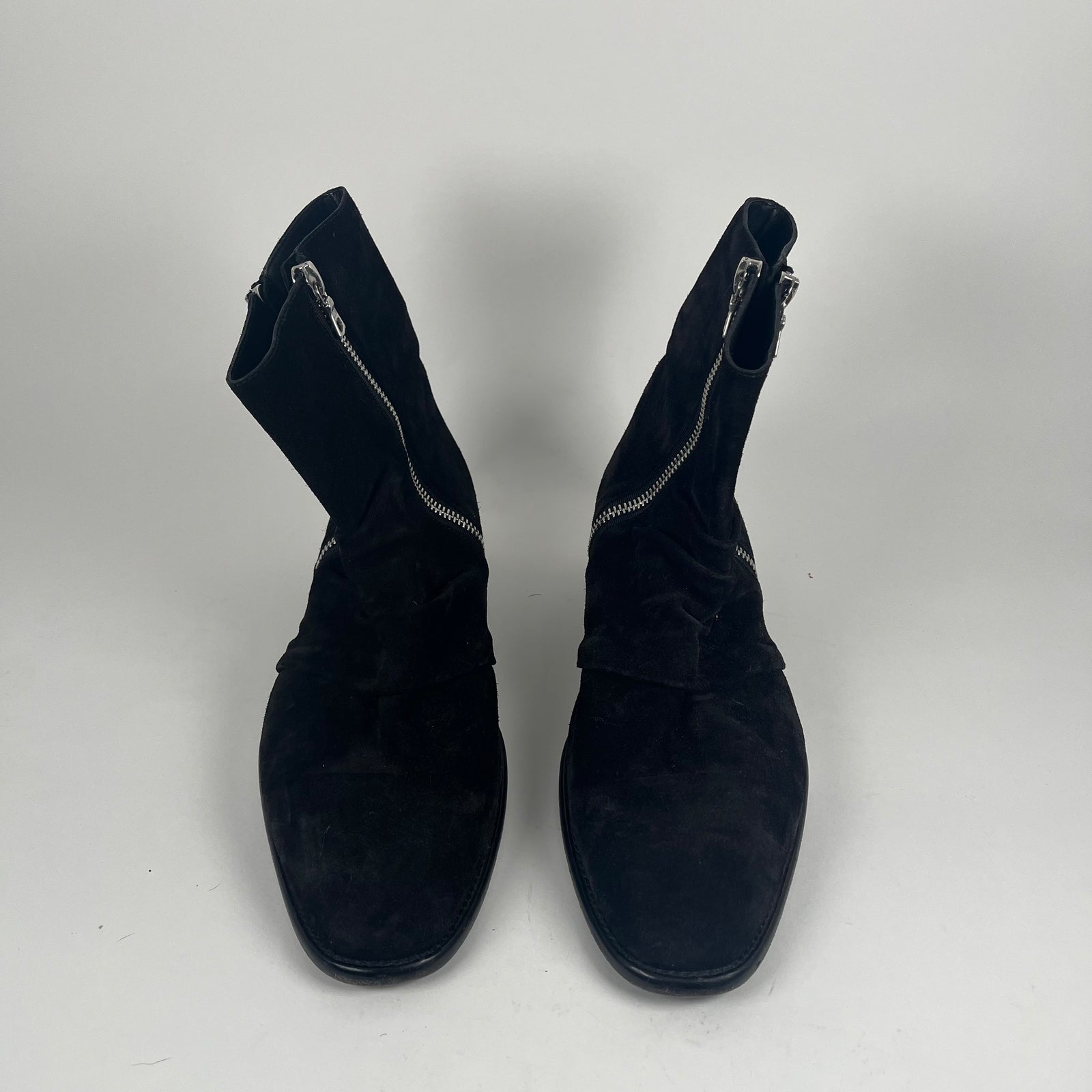 Amiri Folded Zipper Black Suede Boots Size 13